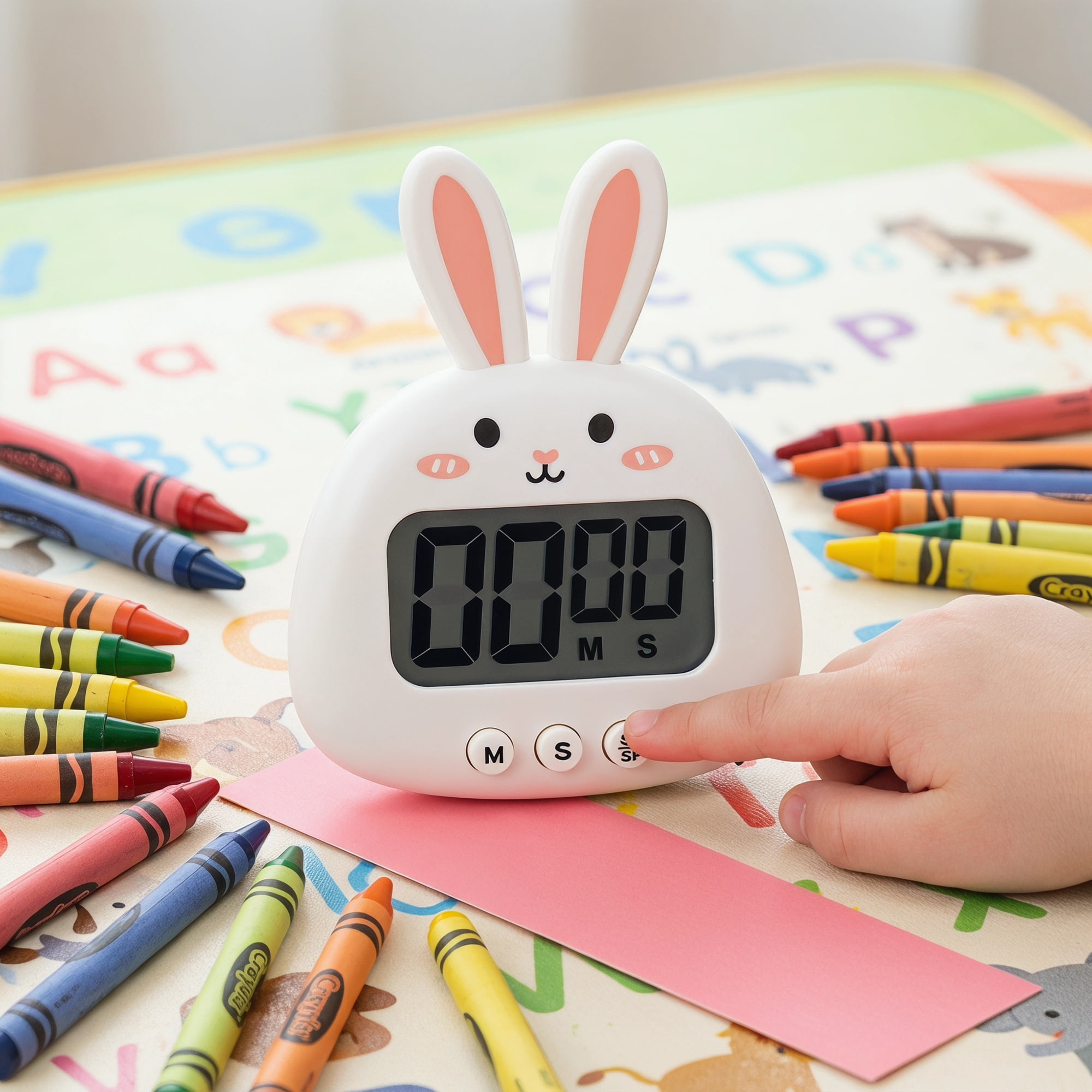Unique Bargains Digital Kitchen Timer with Loud Alarm and Magnetic Backing White Rabbit