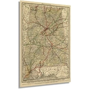 Historix Vintage 1888 Map of Alabama - 16x24 Inch Vintage Map of Alabama Wall Art - Railroad Map of Alabama Poster -