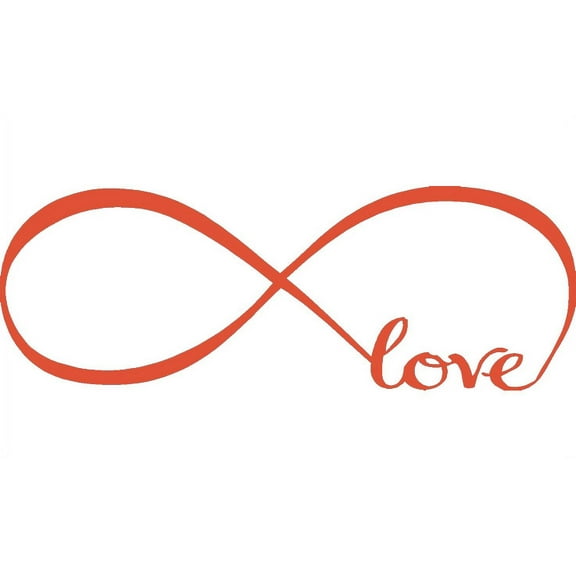 Orange 7" x 22" Infinity Symbol Word Love Vinyl Art Decal