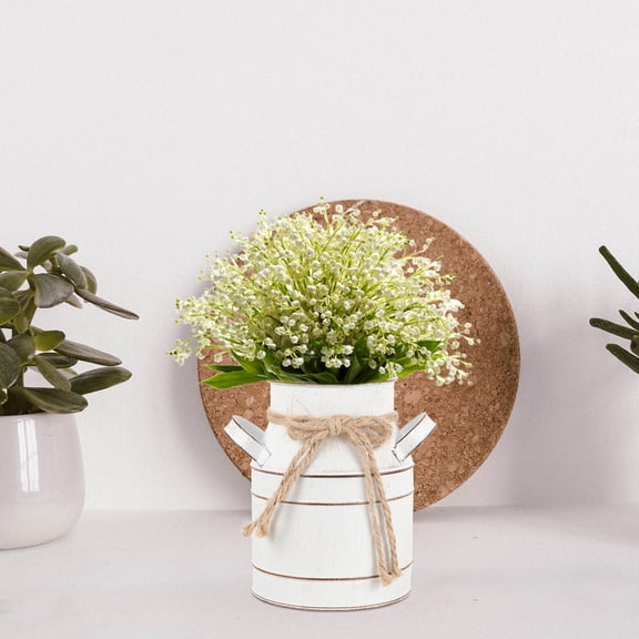 HOMEMAXS Farmhouse Vases for Decor Flower Pots Plant Outdoor Plants White