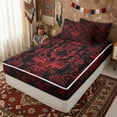 thumbnail image 2 of Erosebridal Red Baroque Damask Zipper Full Size Comforter Sets with Fitted Sheet and 2 Pillowcases for Women Girls, Gothic Floral Butterfly Moth Zipper Bedding Set, Black Reversible, 4 Pieces, 2 of 7