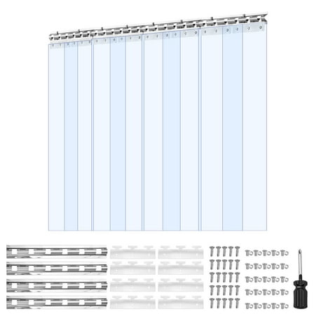 KFFKFF Clear PVC Strip Curtain, 84 in Height x 48 in Width x 0.08 in Thickness, 8 PCS Plastic Door Strips for Temperature Control in Warehouses, Freezers, and Garage Entrances