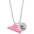 thumbnail image 1 of Delight Jewelry Acrylic 1.25" Hot Pink Cheer Megaphone Silvertone Script Initial Disc - Q - Charm Necklace, 20"+3", 1 of 4