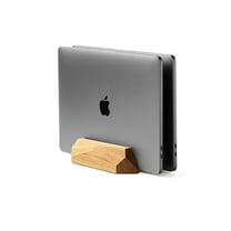 Dual Laptop Dock - dual vertical laptop stand - made of solid wood - adjusted width - color Oak - Oakywood