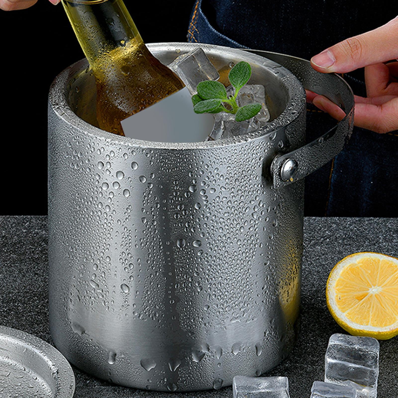 COM-FOUR® Seau à Glace En Acier Inoxydable - Récipient à Glaçons à