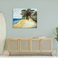 thumbnail image 2 of Summer Palm Overhanging Beach Coastal Painting Gallery Wrapped Canvas Print Wall Art, 2 of 7