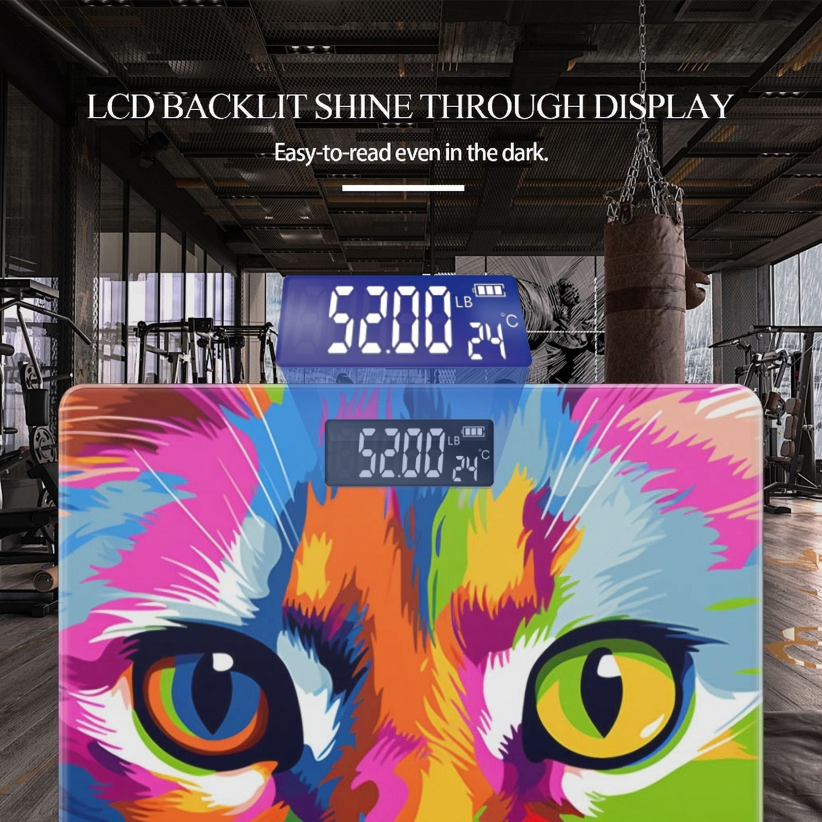 High Precision Body Weight Scale Smart Bathroom Scales with Large LCD Display(400lbs),Decorative for Bedroom-Vibrant And Colorful Cat Face In The Style Of Pop Art