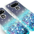 thumbnail image 5 of Cute Phone Case for LG G8 ThinQ Case,LG G8 Case, with [Screen Temper Glass] Liquid Glitter Shock Proof Bling Girls Women - Aqua/Clear, 5 of 5
