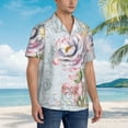 thumbnail image 3 of Honeii Vintage Rose Print Men’s Hawaiian Shirt,Classic Button-Down Short Sleeve Shirt, for Beach, Vacation, and Outdoor Activities,Medium, 3 of 7