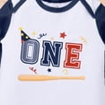 thumbnail image 6 of OBEEII 1st Birthday Boys Outfits Long Sleeve Printed Romper and Striped Pants Set 1 Years Old Birthday Casual Clothes, 6 of 9