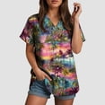 thumbnail image 5 of vigerkar Women's Hawaiian Shirts Coconut Button Summer Soft Button Down Shirts Short Sleeve (Watermelon Red, XL), 5 of 7