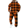 thumbnail image 2 of Hearthz Men's Sweatshirt Suit 2 Piece Outfit Plaid Fleece Pullover Hoodies and Sweatpants Winter Men's Sweatsuits, 2 of 6