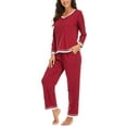 thumbnail image 3 of Avamo Womens Stripe Pajama Set Long Sleeve Top and Pants Sleepwear Loungewear Pjs Sets Nightwear, 3 of 5