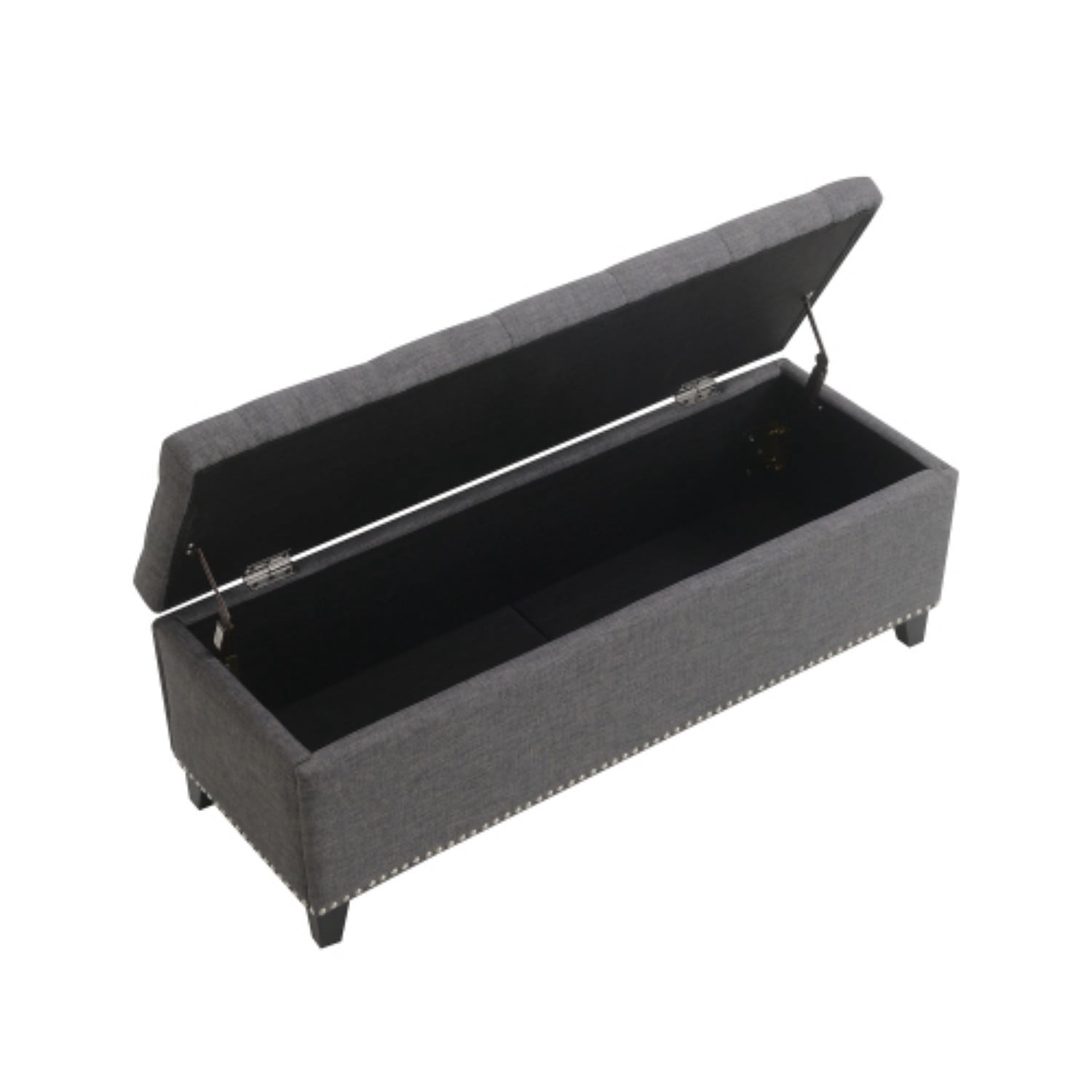 47.5" Storage Ottoman Bench with Safety Hinge, Linen Tufted Storage Bench for Bedroom, Entryway, Living Room, End of Bed Bench, Dark Gray