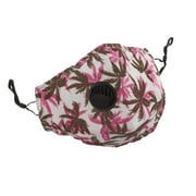 Paisley and Palm Print Face Mask Covering With Air Breathing Valve and 2 Filters (Maroon Palm)