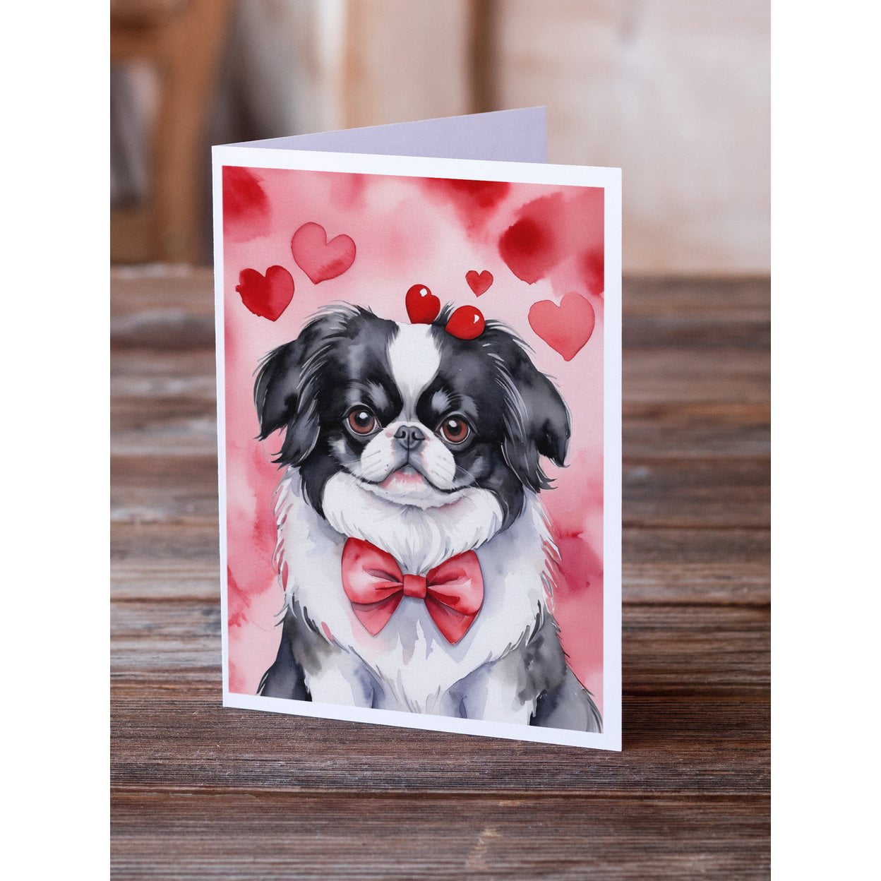 Japanese Chin My Valentine Greeting Cards Pack of 8 7 in x 5 in