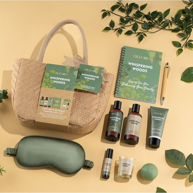 MS.DORYA Gift Sets for Women, 10 Pcs Ylang Scent Spa Baskets, Birthday Bath Grooming Gifts for Her