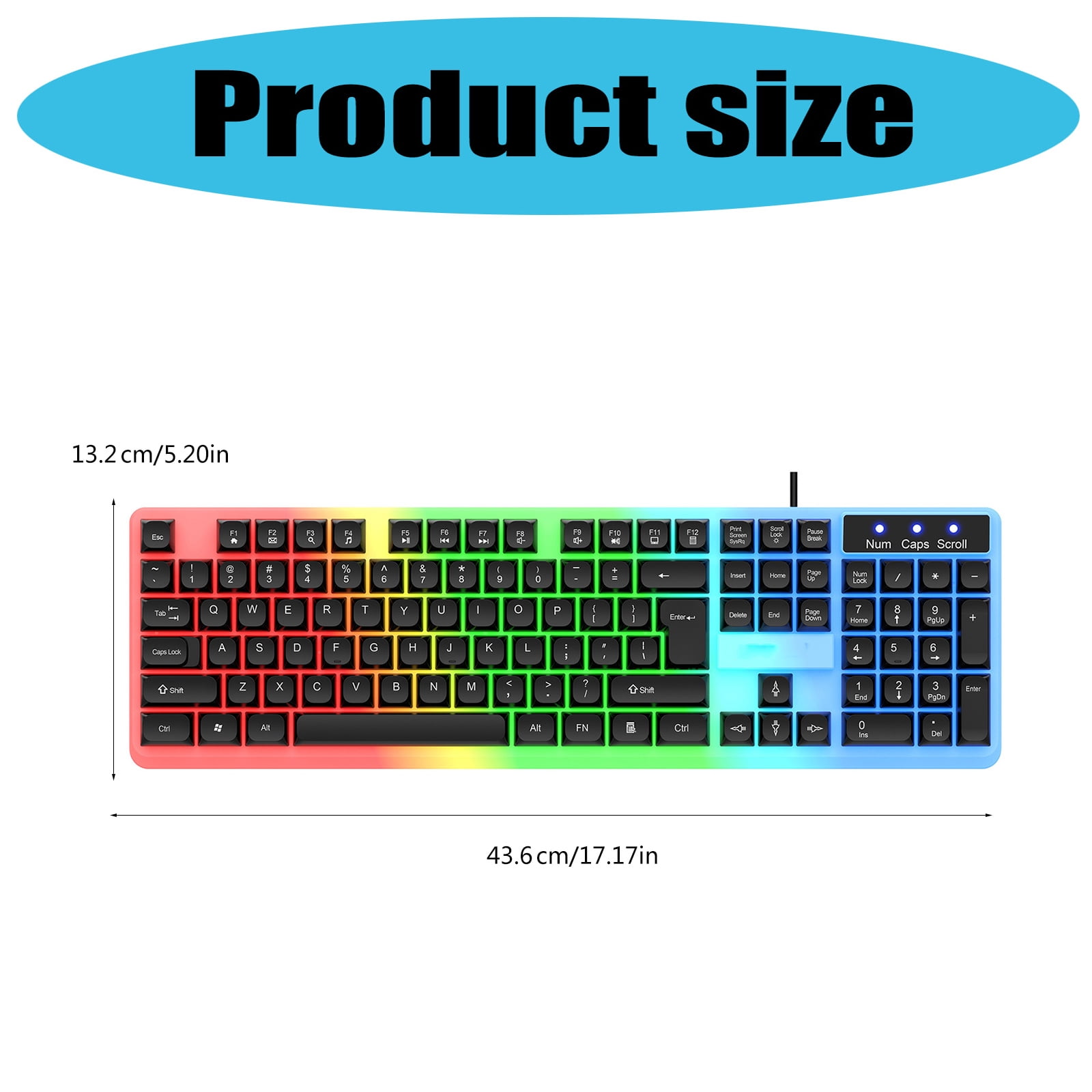 Mechanical Gaming Keyboard with LED Backlit Keyboard 104 Keys Corded Computer Keyboards for Laptop Gaming Work