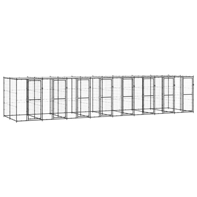 vidaXL Chenil Extérieur pour Chien en Acier avec Toit 19,36 M2