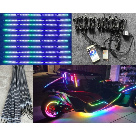 14PC 2FT IP68 Brightest LED CHASING Quad Row Strip Light for Golf Cart Slingshot