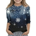 thumbnail image 2 of YUNAFFT Girls Christmas Print Casual 3/4 Sleeve Round-Neck Blouses & Shirts Cotton-Like Comfort Fit Elastic 4-14Y, 2 of 7