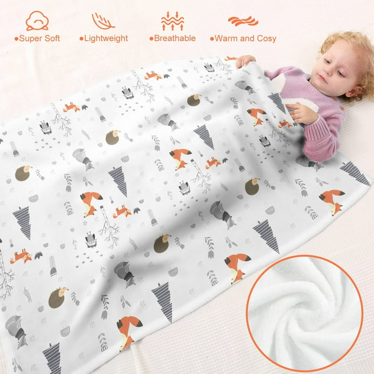 Sleeping Animals- Fox Baby/ Toddler Blanket, Nursery Animal Shaped Blanket made top with Organic Knit and Faux Fur