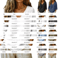thumbnail image 3 of Oversized Tshirts for Women Casual V Neck 3/4 Sleeve Linen Blouse Loose Fit Solid Color Black Summer Tops for Women, 3 of 5