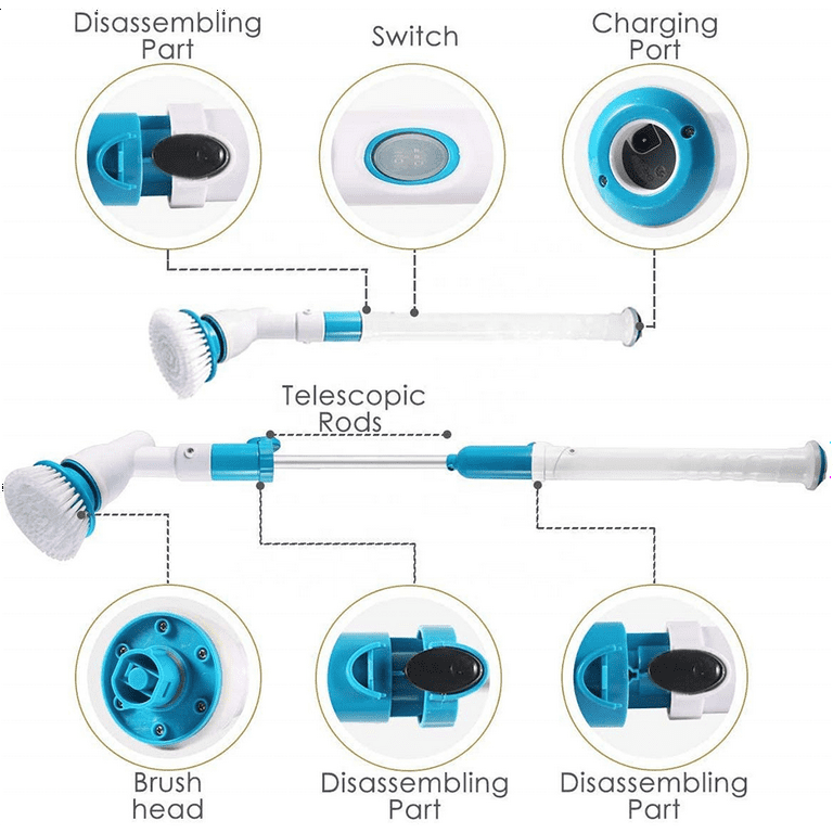 Link Cordless Electric Spin Scrubber Portable And Lightweight Easy Cleaning  With 4 Different Heads Included : Target