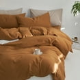 thumbnail image 2 of MooMee Duvet Cover Set Cal-King 100% Washed Cotton Twill Ultra-Soft Breathable Linen Like 3-Piece (Dark Orange, 104"x98"), 2 of 7