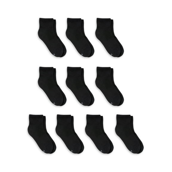 Hanes Boys Red Label Double Tough Durability Ankle Socks 10 Pack, Size S-L
