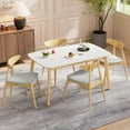 thumbnail image 5 of Harper & Bright Designs 5 Pieces Minimalist Dining Set, Rubberwood Dining Table with 4 Ergonomic Chairs Chairs for Kitchen Small Place, Beige+Natural,White Oak, 5 of 20
