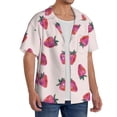 thumbnail image 2 of Kdxio Men's Hawaiian Shirt for Men Short Sleeve Shirt Hand Drawn Strawberry Summer Casual Holiday Beach Button Down T-Shirts, 2 of 7