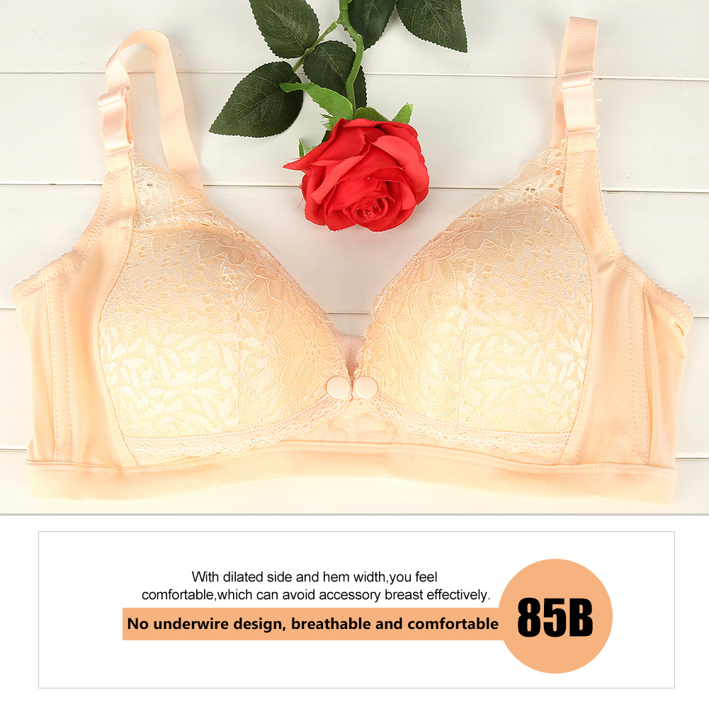 Mgaxyff Mgaxyff Lace Wireless Front Button Nursing Maternity Cotton Bra for Breastfeeding