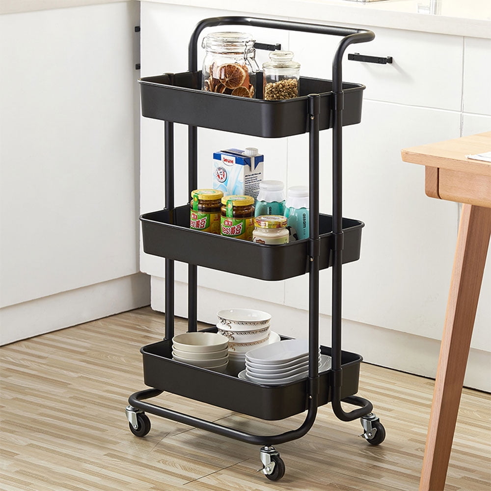 Lowestbest 3-Tier Storage Utility Cart, Mobile Shelving Unit Organizer with 4 Wheels for Home Kitchen Office Lowestbest 3-Tier Storage Utility Cart, Mobile Shelving Unit Organizer with 4 Wheels for Home Kitchen Office