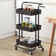 thumbnail image 2 of Veryke 3-Tier Utility Mobile Storage Cart, Unit Organizer with 4 Wheels - Matte Black, 2 of 8