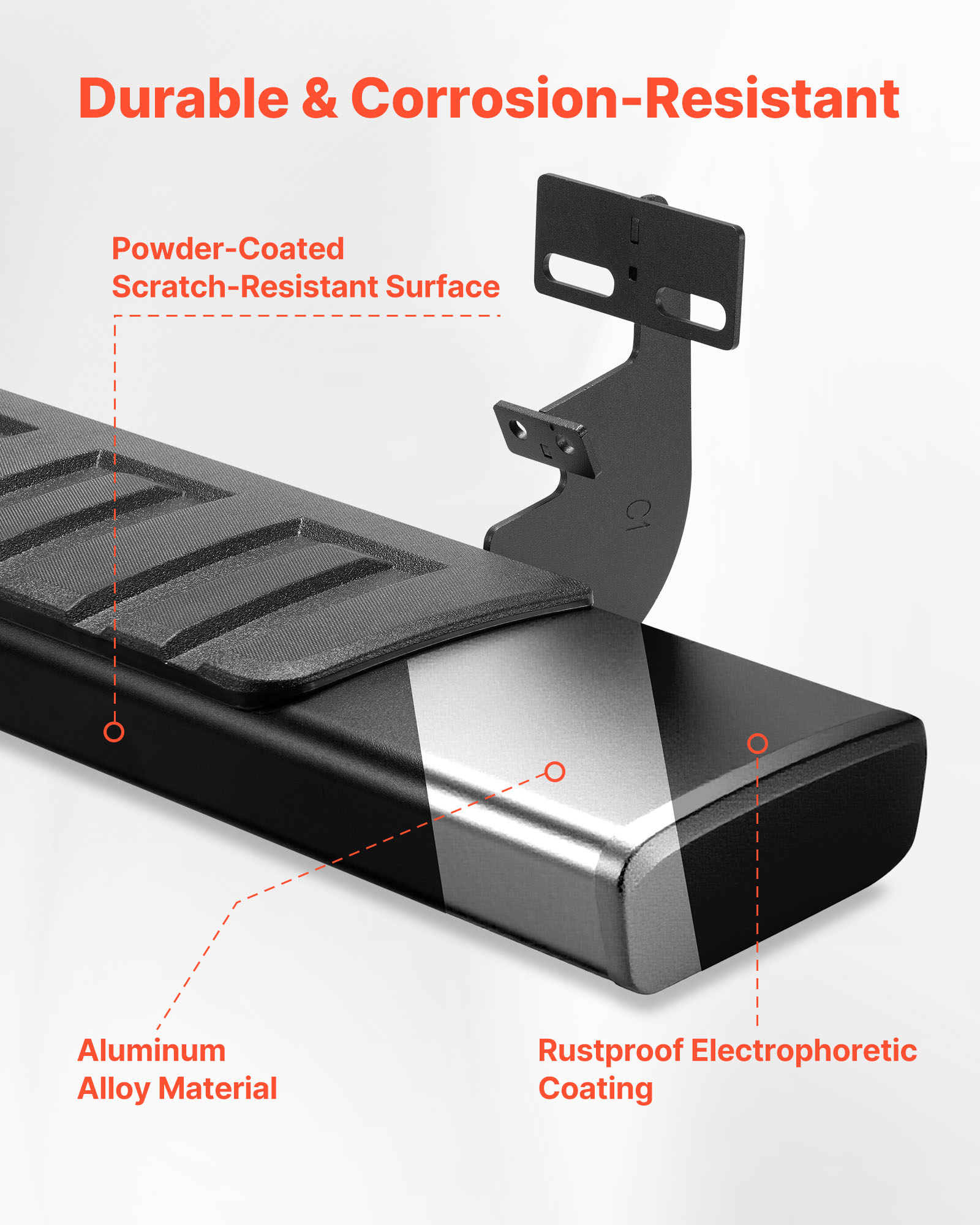 VEVOR Running Boards, 6 Inches Side Steps Compatible with 2009-2018 Dodge Ram 1500 Crew Cab, 2010-2025 Dodge Ram 2500 3500 Crew Cab, Black Textured Aluminum Alloy Nerf Bars, 500 lbs Load Capacity