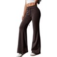 thumbnail image 2 of Women'S Wide Waistband Sweatpants Trendy Baggy High Waisted Casual Trousers Flare Leg Pant Brown S, 2 of 7