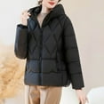 thumbnail image 4 of YueHuiYing Womens Hooded Quilted Jacket Mid-Length Padded Warm Winter Coat Outerwear, 4 of 6