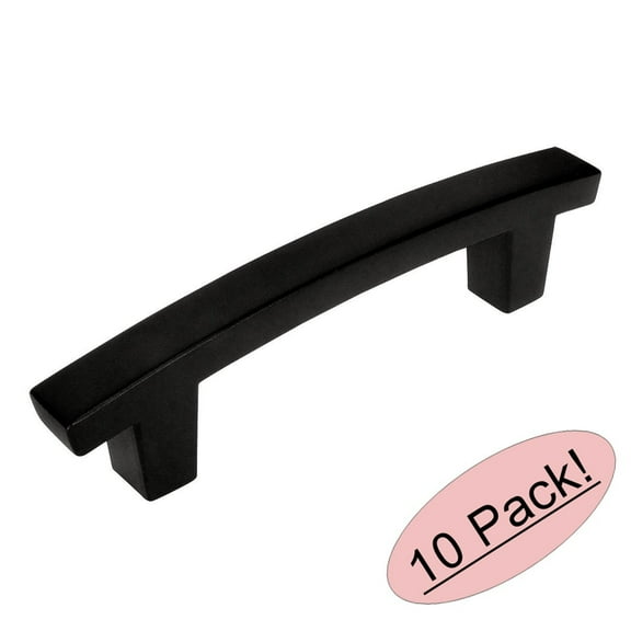 Cosmas 5235FB Flat Black Contemporary Cabinet Hardware Handle Pull - 3" Hole Centers - 10 Pack