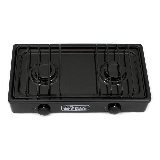 Parrilla de gas de 2 quemadores Super Flama 2Q-N con Cubierta porcelinizada y cuerpo de lamina pintada