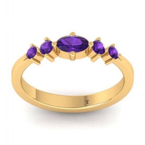 Pure Elegance Oval Cut Amethyst Wedding Anniversary Band Ring 0.25Ct 14k, Yellow Gold Plated