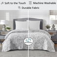 thumbnail image 2 of Mainstays Botanical Floral Stitched Quilt, King, Light Grey, Reversible Lightweight Bedding, 2 of 9