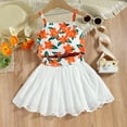thumbnail image 5 of Penkiiy Toddler Baby Girls Fashion Cute Flowers Print Lcae Hollow Out Skirt Suspenders Top Suit Toddler Girls Clothes 18-24 Months White On Clearance, 5 of 9