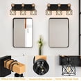 thumbnail image 3 of Lámpara de tocador estilo farmhouse FadimiKoo de 3 luces, madera y metal negro, 3 of 7