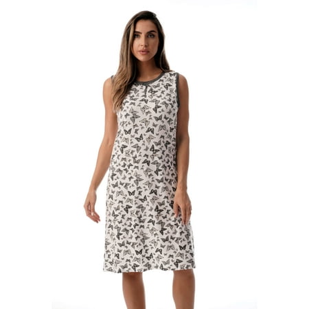 

Just Love Womens Nightgown Sleep Dress (Grey - Butterfly Small)