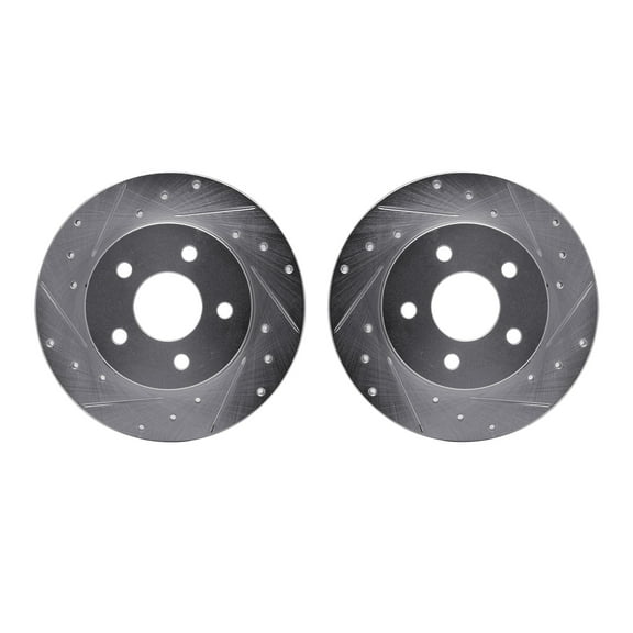 Dynamic Friction Company Rear Brake Rotors-Drilled and Slotted-Silver 7002-53005