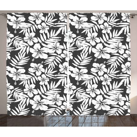 Tropical Curtains 2 Panels Set Artisan Exotic Hibiscus Flowers