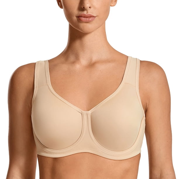 Sostén SYROKAN 36DD Beige Deportivo con Aros para Alto Impacto Talla Grande