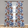 thumbnail image 4 of Ambesonne Spring Curtains, Colorful Butterflies Print, Pair of 28"x63", Scarlet Dark Night Blue, 4 of 5