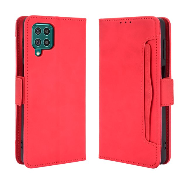 Case for Samsung Galaxy M62 Cover Adjustable Detachable Card Holder Magnetic closure Leather Wallet Case - Red